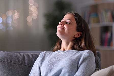 woman breathing fresh air